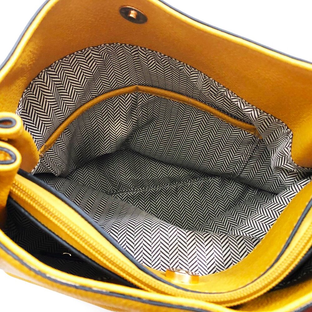 NWT Jen & Co Amber Hobo Vegan Faux Leather Mustard 13x11.5x5 inches - Picture 6 of 9